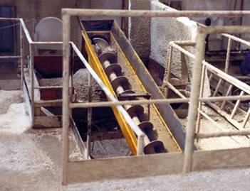 Screw conveyors for fresh concrete